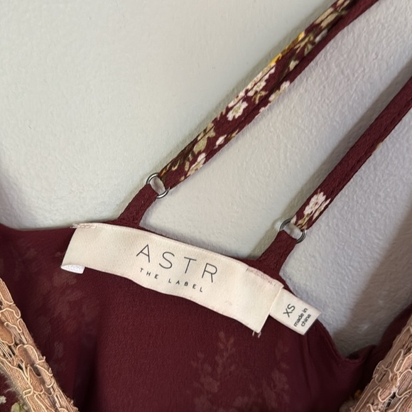 ASTR The Label Red Floral Slip Dress Size xs Lace V-Neck Grunge Whimsigoth - Picture 4 of 7